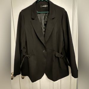Agnes Orinda Womens Plus Size Black Blazer Jacket, XXL